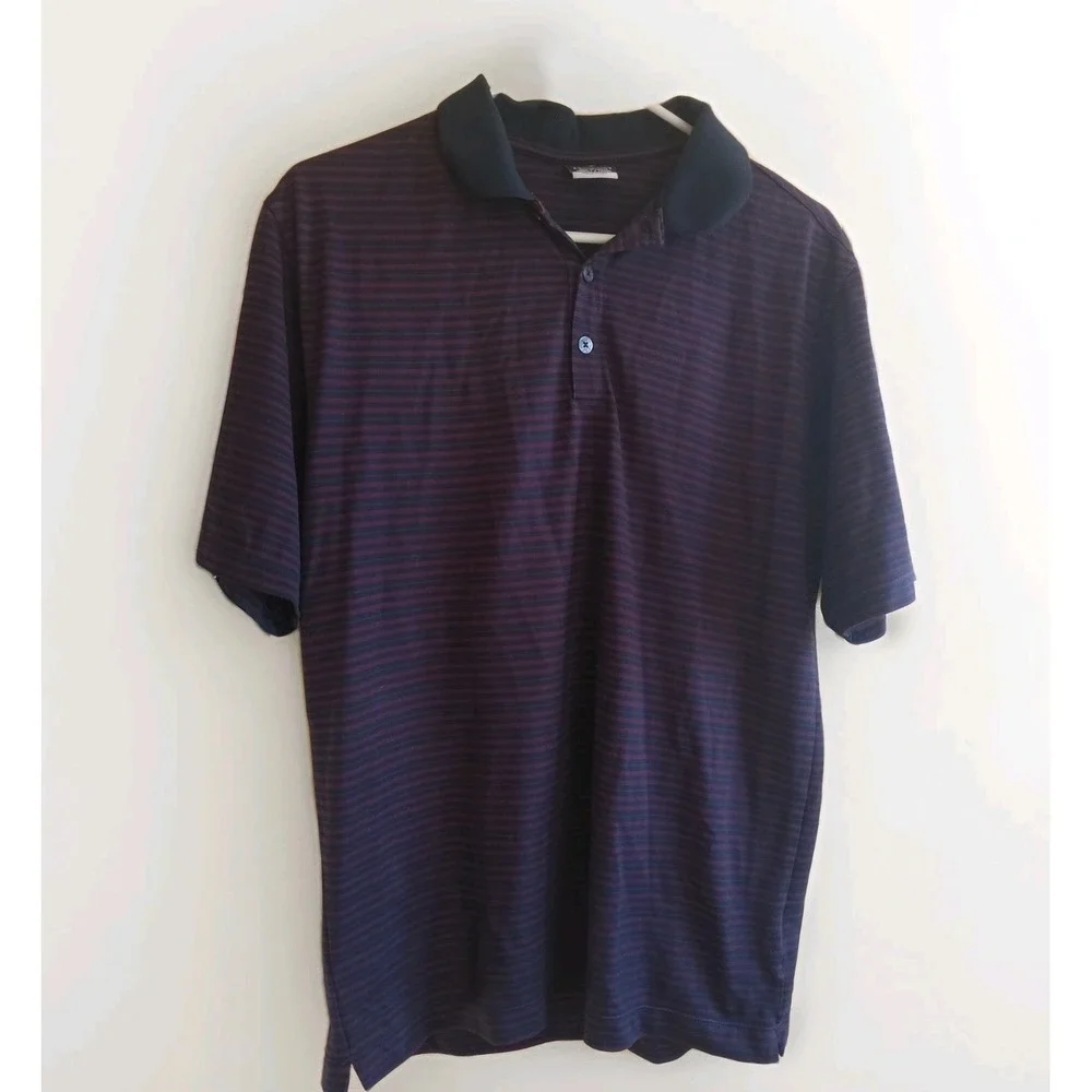 Nike Golf Dri-Fit Polo Shirt Men's Medium Burgundy & Navy Stretch Short Sleeve M